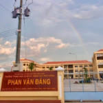 han Van Dang Secondary and High School entrance gate Vinh Long Province Vietnam Mekong Delta