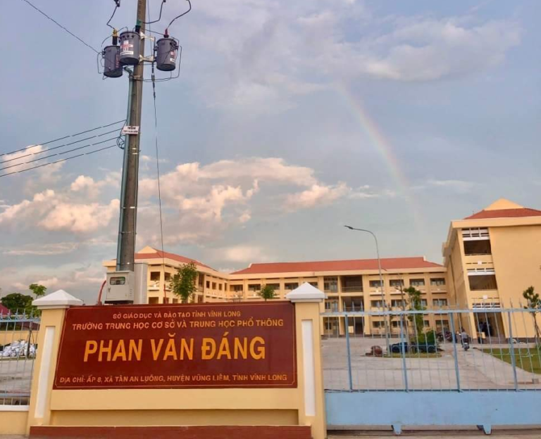 han Van Dang Secondary and High School entrance gate Vinh Long Province Vietnam Mekong Delta