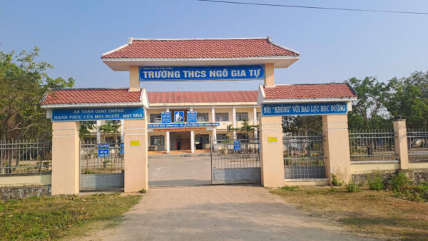 Ngo Gia Tu Secondary School entrance gate in Phu Thien District Gia Lai Province Vietnam