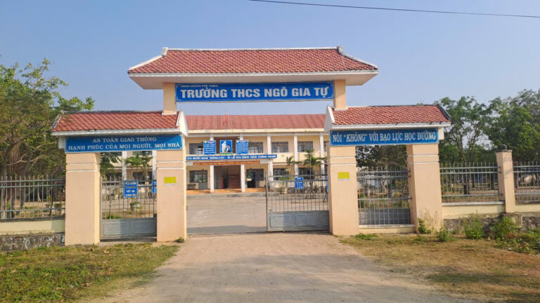 Ngo Gia Tu Secondary School entrance gate in Phu Thien District Gia Lai Province Vietnam